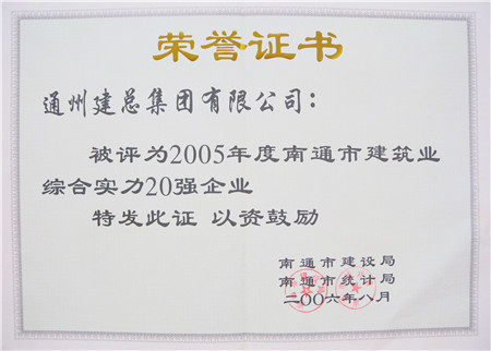 2005年度南通市建筑业综合实力20强